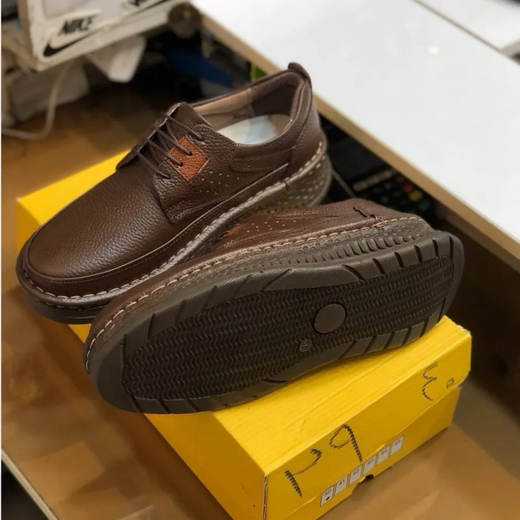 کفش چرم مردانه کلارک قهوه ای زیره پیو پرفکت طبی چرمی