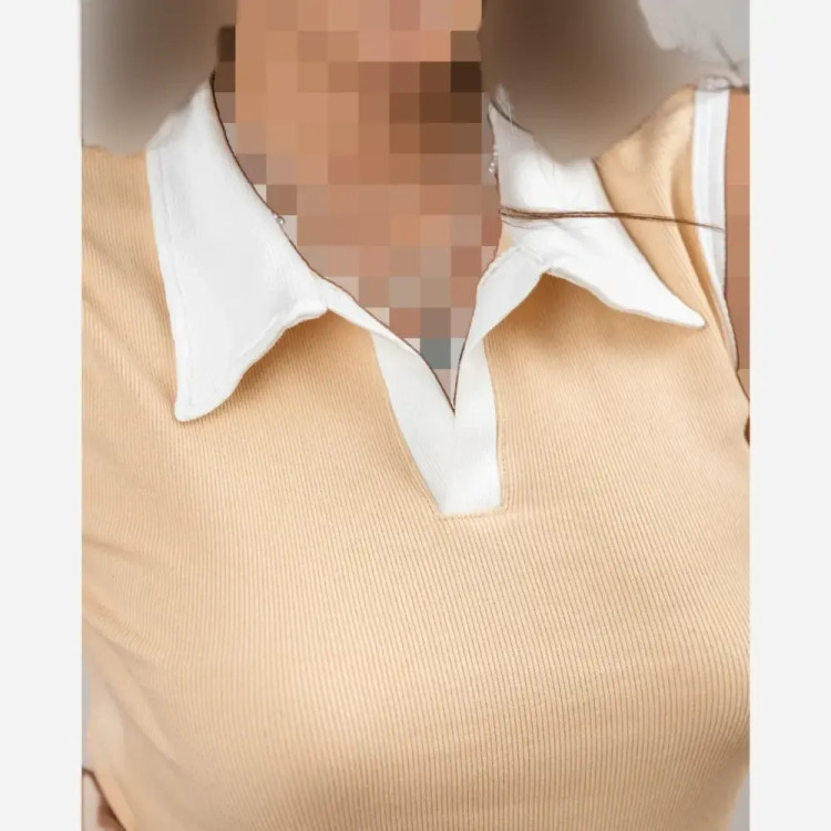 تاپ یقه دار فانریپ پنبه فول کشی زنانه