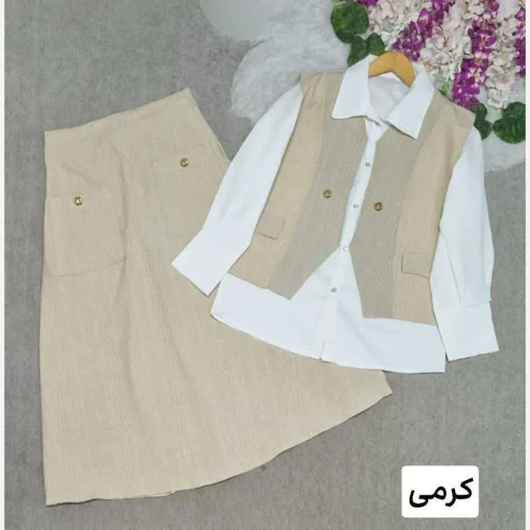 ست سه تیکه زنانه کوک دوزی مدل سولماز رنگ بندی متنوع سایز فری تا 46