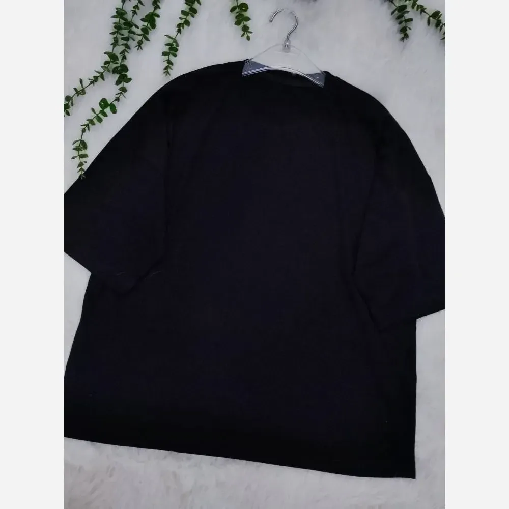 تیشرت باکسی ساده نخ پنبه اسپرت مشکی فری تا 50
