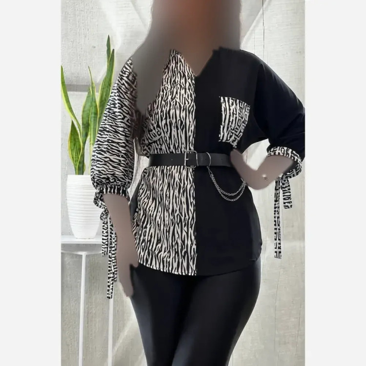 شومیز طرحدار نجلا کرپ بوگاتی سایزبندی 38 تا 50