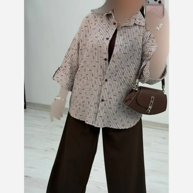 شومیز طرح دار الهام پنبه زارا شاین دار فری سایز 38 تا 46