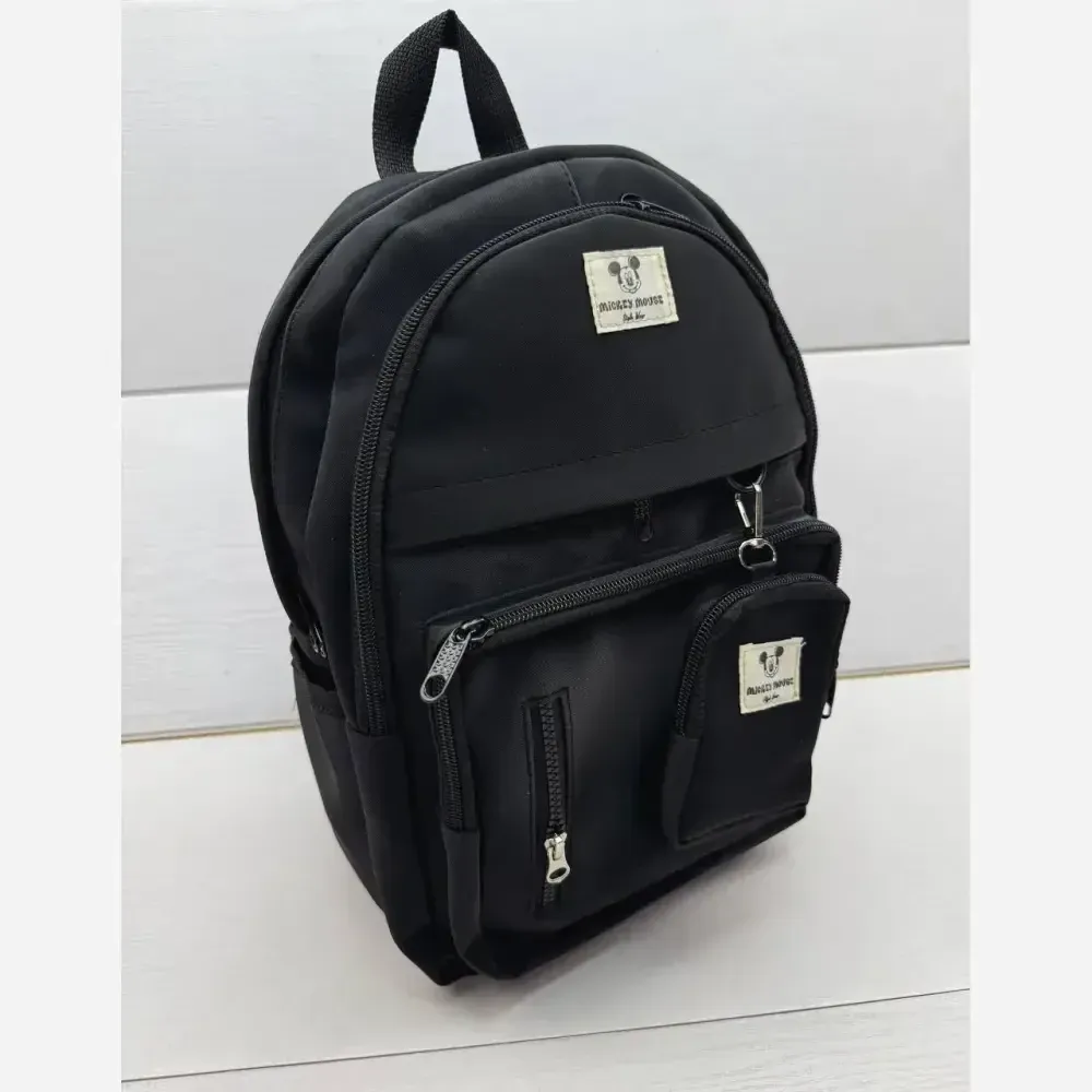 کوله پشتی زرین دیبا ضد آب با کیفیت عالی و سه زیپ و جای قمقمه اندازه 40*28 سانت مشکی کرم و تمام مشکی