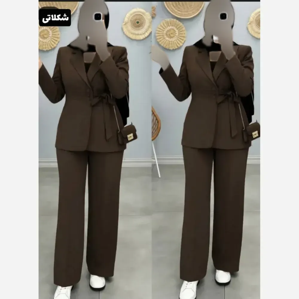 ست سه تیکه زنانه وست دامن شانتون شومیز داکرون فری سایز تا 48