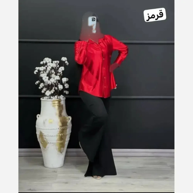 شومیز ساتن فرانسه ضخیم زنانه رنگ بندی متنوع سایز 1 و 2