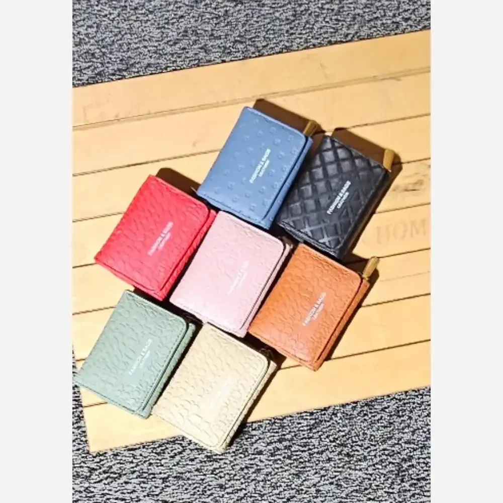 کیف پول چرم طبیعی جلو دکمه جای کارت و پول