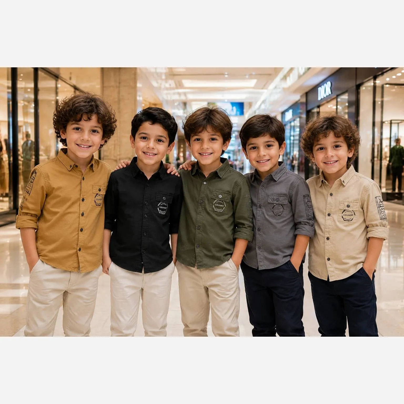 پیراهن اسپرت پسرانه کتان ترک رنگ خاکستری تیره سایز 3 تا 12 سال