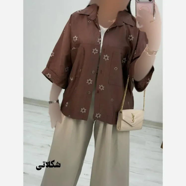 شومیز لارا پری شیشه ای درجه یک فری سایز 38 تا 46