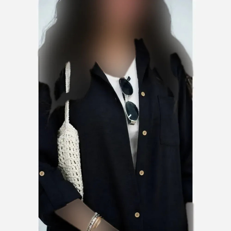 شومیز زنانه تک جیب بارانا فری سایز مشکی جنس صوفیا