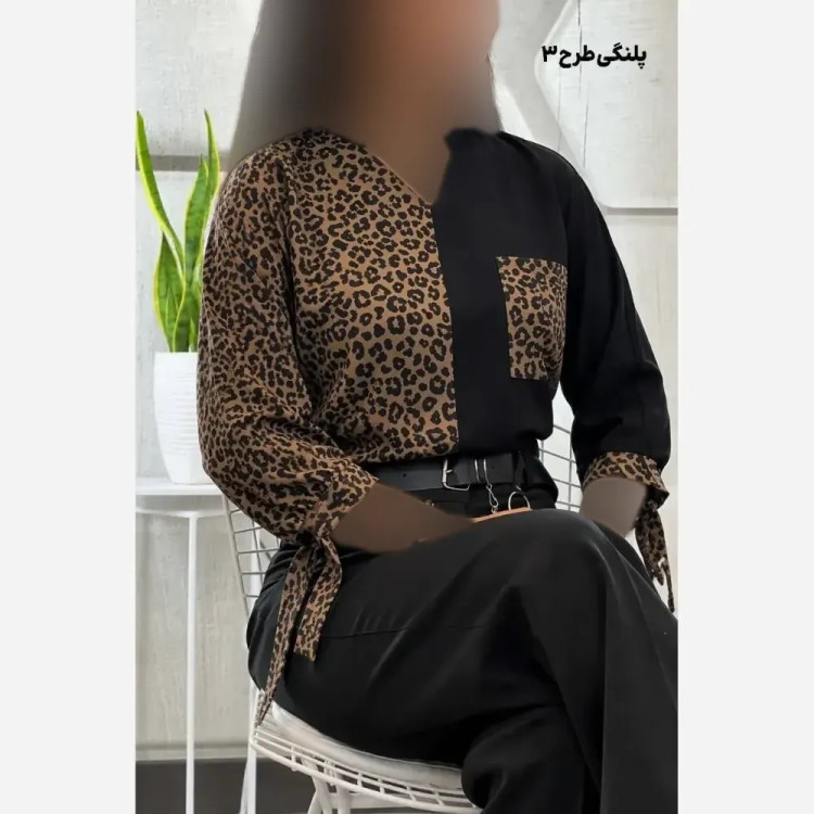 شومیز طرحدار نجلا کرپ بوگاتی زبرا پلنگی سایز 38 تا 50