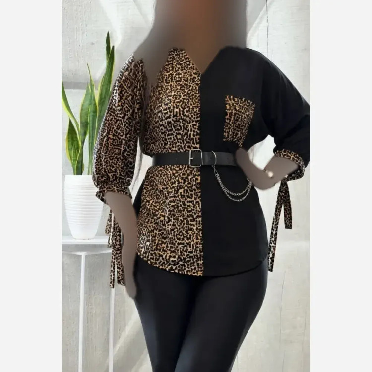 شومیز طرحدار نجلا کرپ بوگاتی زبرا پلنگی سایز 38 تا 50