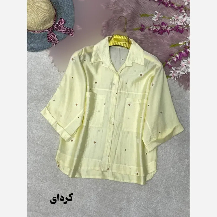 شومیز لارا پری شیشه ای درجه یک فری سایز 38 تا 46 رنگبندی متنوع
