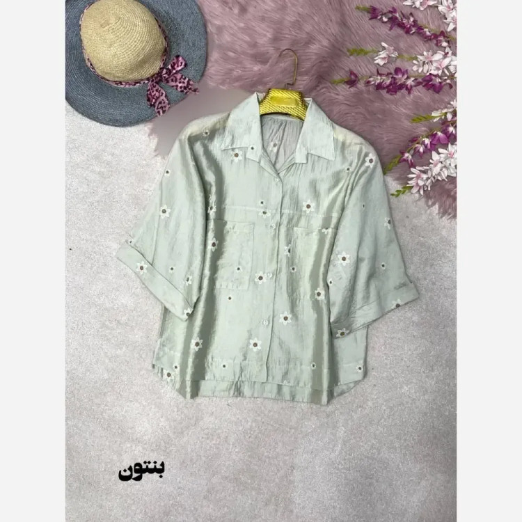 شومیز لارا پری شیشه ای درجه یک فری سایز 38 تا 46 رنگبندی متنوع