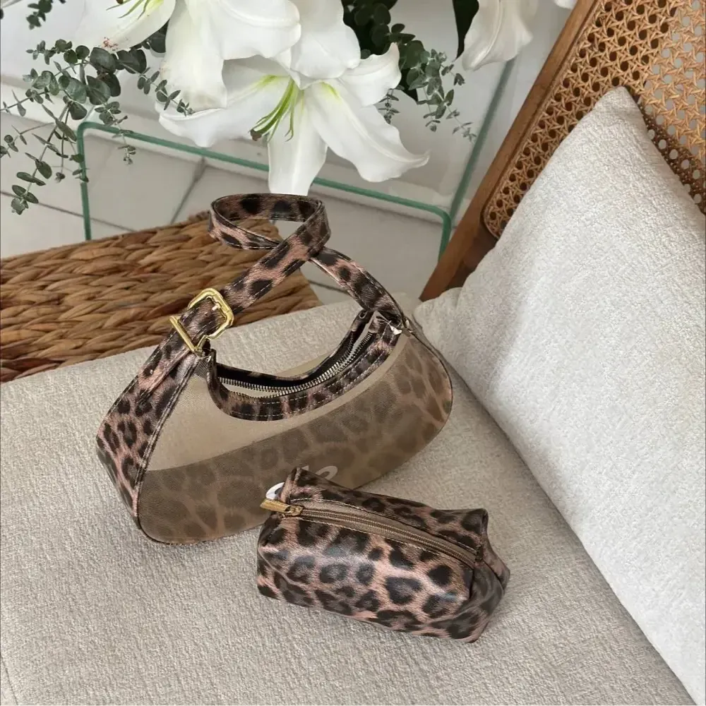 کیف پلنگی چرمی زنانه طرح توری سایز آزاد
