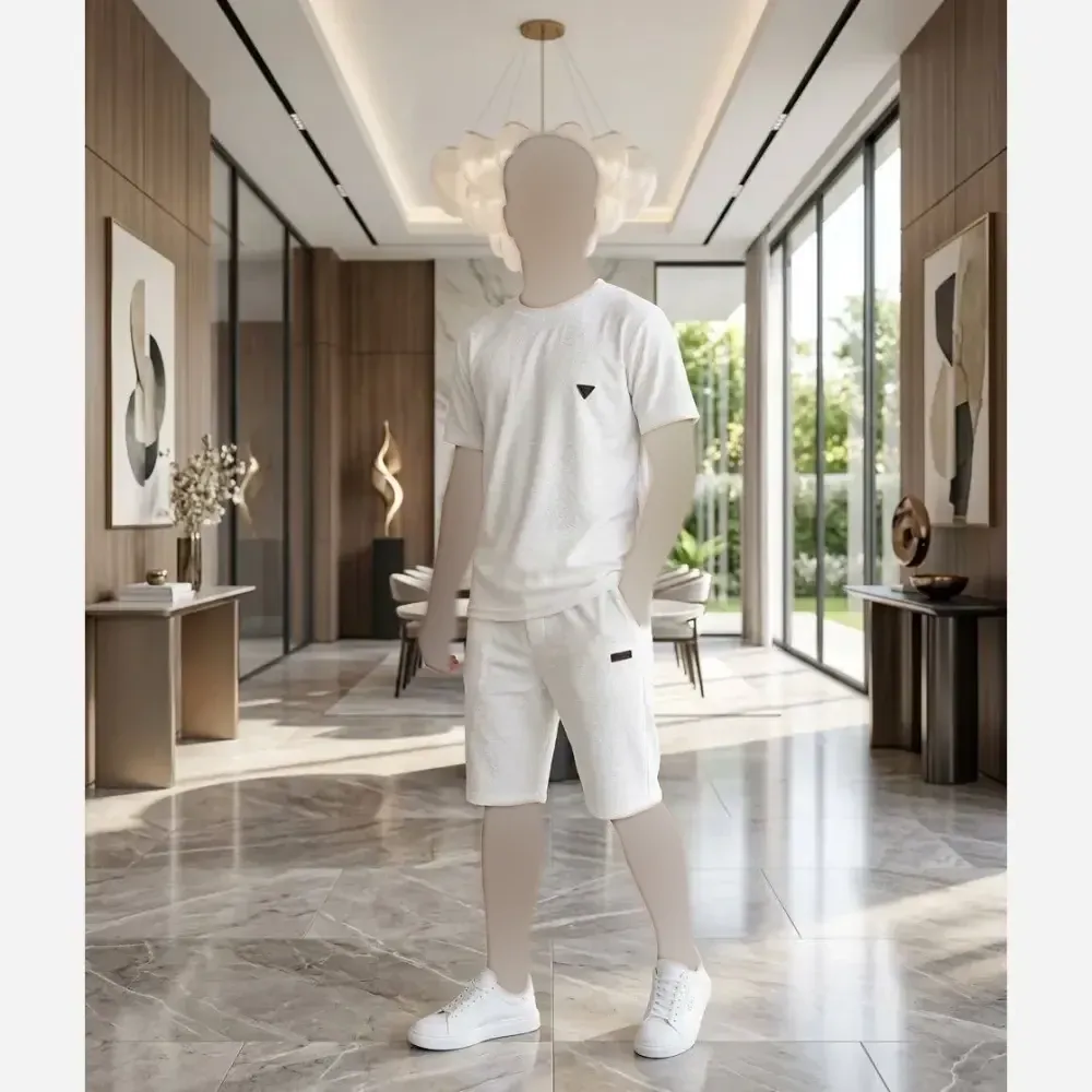 تیشرت شلوارک مردانه فلامنت سفید رنگ L و XL