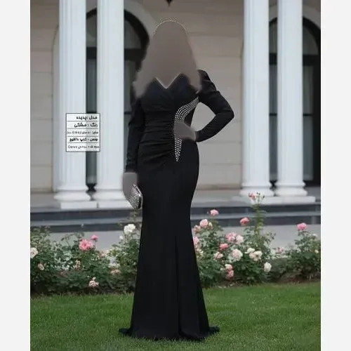 ماکسی مجلسی زنانه مدل مانیسا جنس کرپ دالقیچ نگیندار
