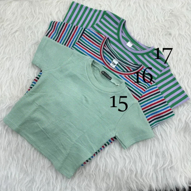 کراپ راه راه کبریتی چهارفصل زنانه دخترانه تنخور شیک سایز S M L XL XXL